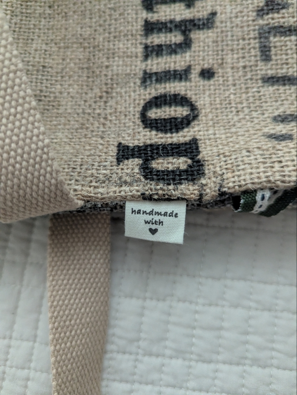 New Handmade Upcycled Burlap Coffee Bean Tote / Market Bag - Picture 5 of 7